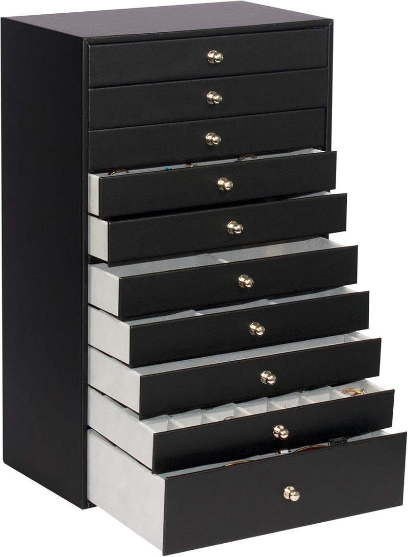 GUKA Large Jewelry Box with 10 Drawers for Jewelry Storage Organizer - Black - Image 1