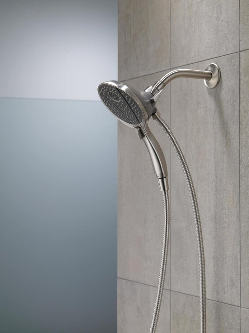 Delta Faucet 2-in-1 Showerhead with Handshower I 10 Year Warranty I In2ition 4-Spray Setting Overhead and Handheld Shower I Rain Dual Shower head for Bathroom with 1.5 meter Hose I Chrome - 58467 - Image 1
