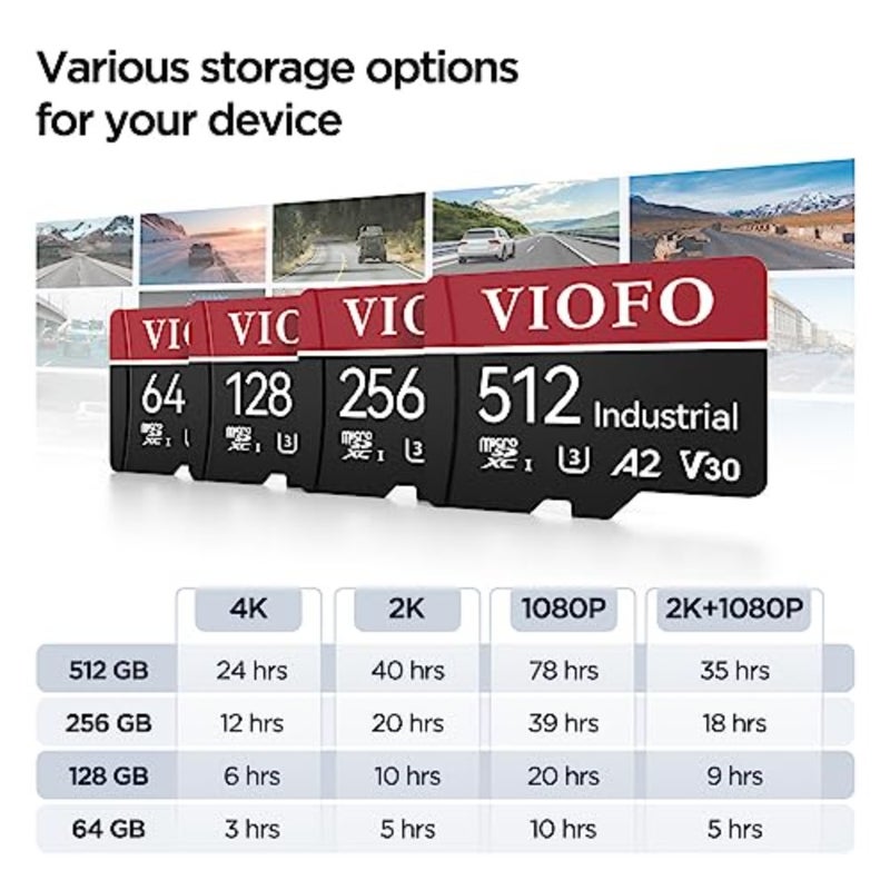 VIOFO 128GB Industrial Grade microSD Card, U3 A2 V30 High Speed Memory Card with Adapter, Support Ultra HD 4K Video Recording - Image 4