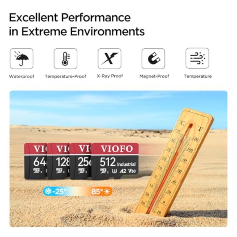 VIOFO 128GB Industrial Grade microSD Card, U3 A2 V30 High Speed Memory Card with Adapter, Support Ultra HD 4K Video Recording - Image 5