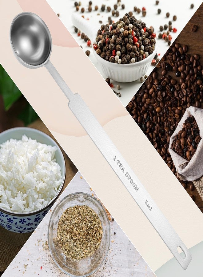 Hariendny 4PCS 1 Teaspoon Measuring Spoon(1 tsp, 5 ml, 1/6oz, 1/3 tbsp) Long Handle Scoop Metal Measure Spoons Kitchen Gadgets 304 Stainless Steel Individual Measure Scoops for Measuring Protein Cooking Baking - Image 5