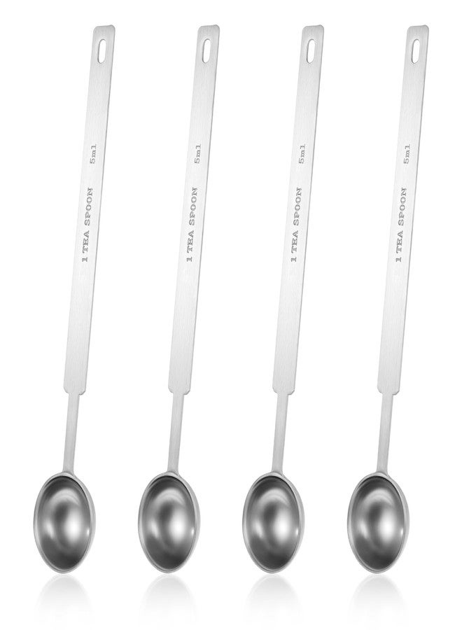 Hariendny 4PCS 1 Teaspoon Measuring Spoon(1 tsp, 5 ml, 1/6oz, 1/3 tbsp) Long Handle Scoop Metal Measure Spoons Kitchen Gadgets 304 Stainless Steel Individual Measure Scoops for Measuring Protein Cooking Baking - Image 1