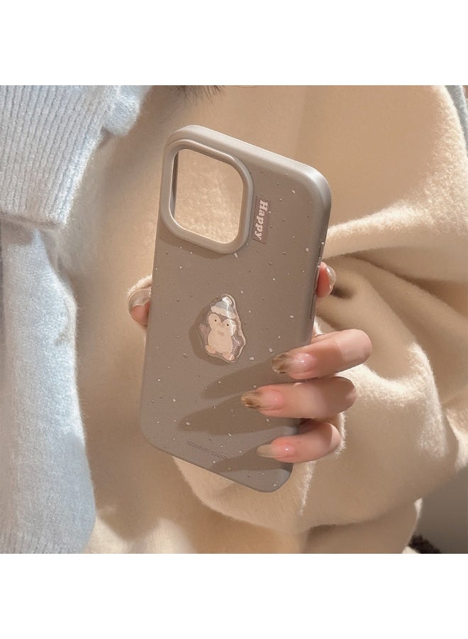 NIBEMINENT Mini Cute Penguin Stickers Protective TPU Case Cover For iPhone 17 Pro Max, Mini West Highland Tartan/Rock Ash