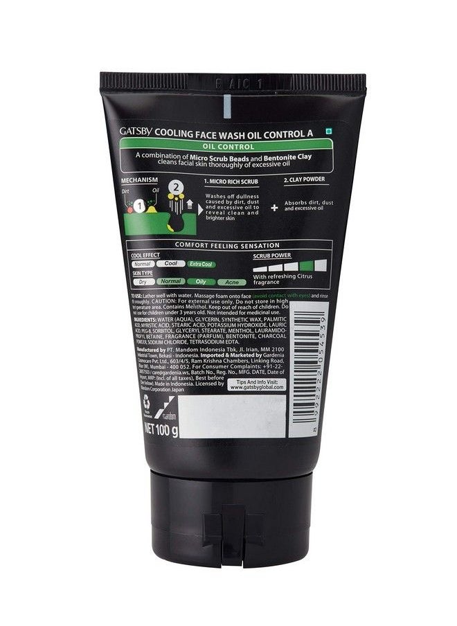 GATSBY - Cooling Face Wash Oil Control For Deep Cleansing Contains Clay Powder Powered With Micro Scrub Beads 100Gm. - Image 1