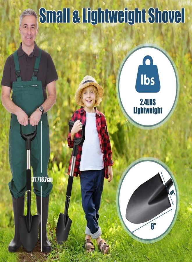 EUIJOIP Multi-Task Small Shovel 31" - D-Handle Ergonomic Design for Raised Garden Beds, Outdoor Compact Spaces & Family Camping (Rustproof & Ultra-Light), Silver - Image 5