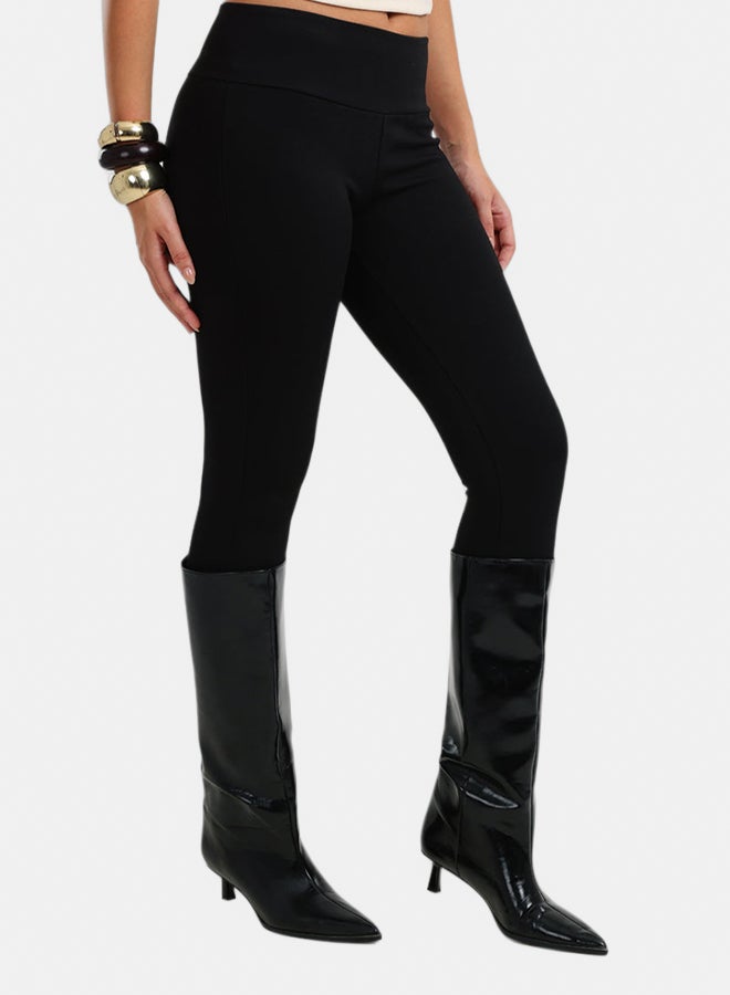 Carina Black Plain Leggings - Image 3