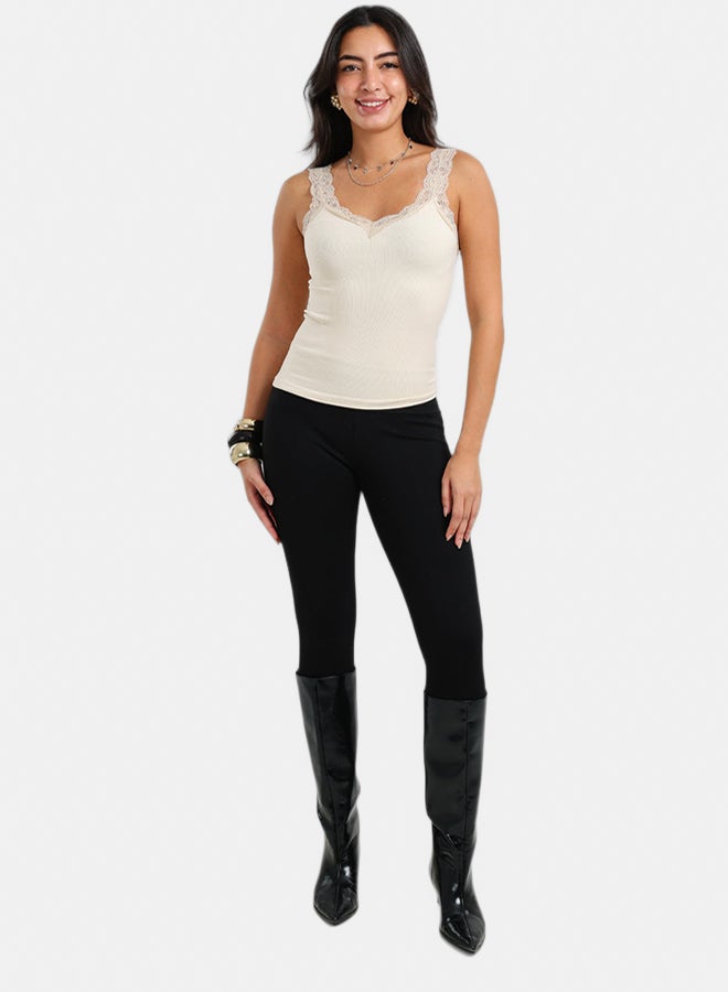 Carina Black Plain Leggings - Image 1