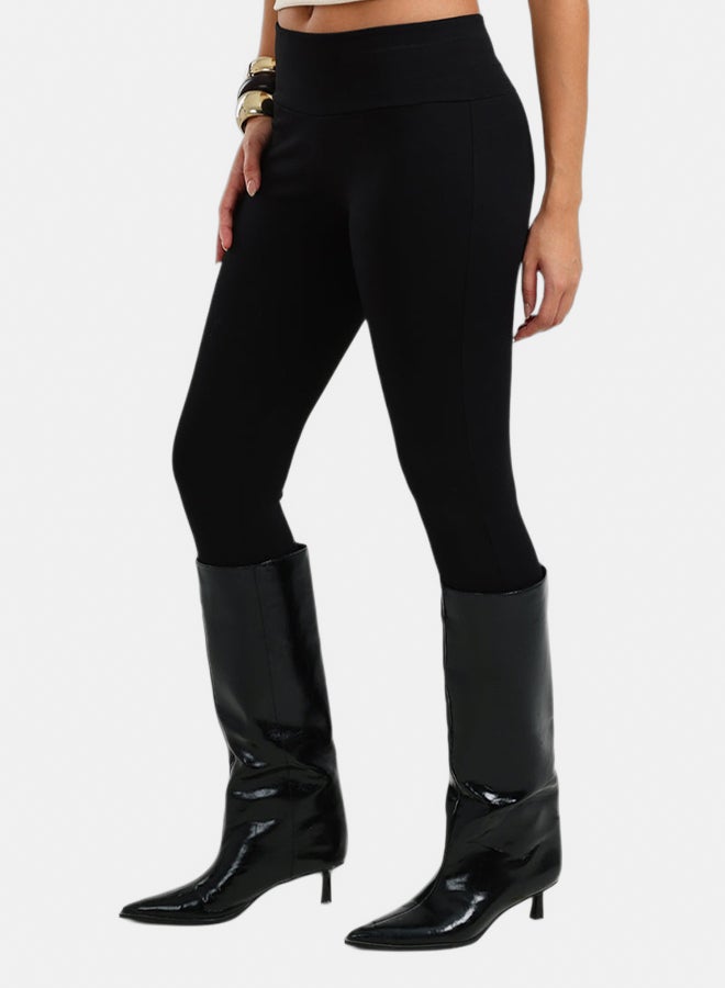 Carina Black Plain Leggings - Image 2