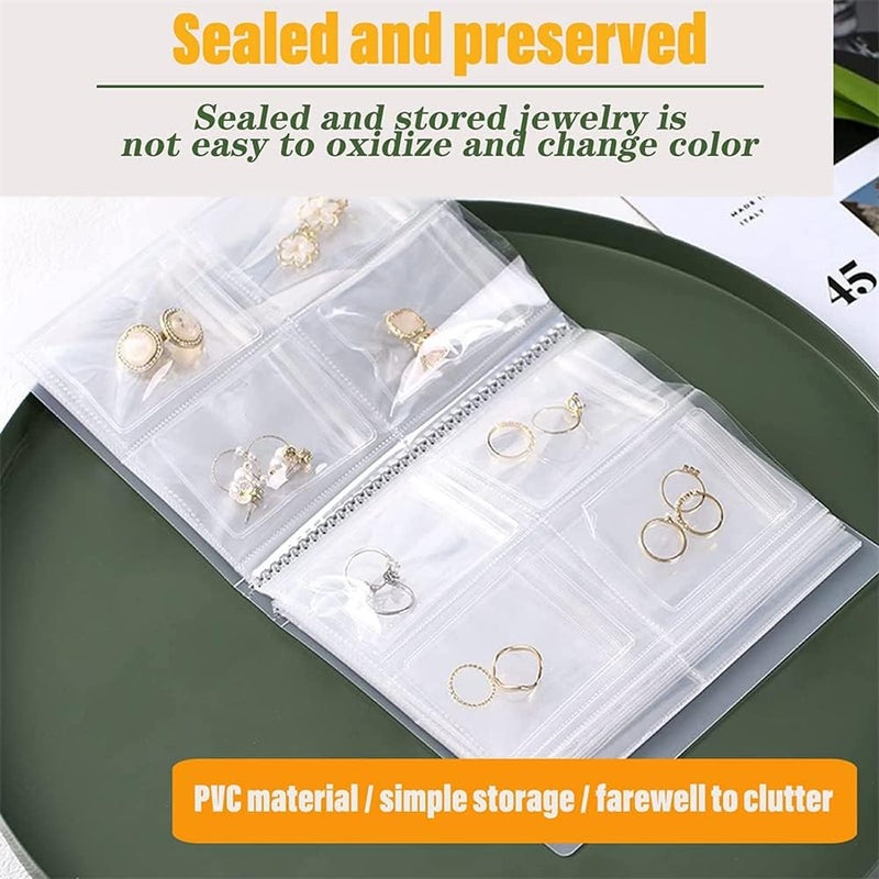 Luckam Transparent Jewelry Storage Holder Book, Portable Travel Jewelry Organizer Storage Book Bag, Anti Oxidation Jewelry Storage Albumfor Earrings, Rings, Necklaces and Bracelet (160 Grids + 50 PVC Bags) - Image 5
