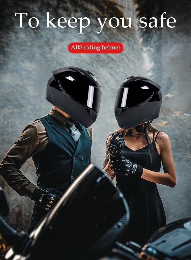 DUNISO Full Face Motorcycle Helmet, Motorbike Racing Street Bike Helmets for Men Women, Racing Style with Spoiler, Air Intakes and Scratch Resistant Black-HD Dual Mirror, 190° Field of View(Black, L) - Image 3