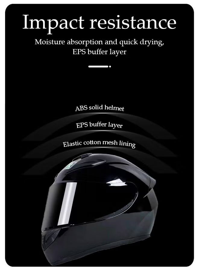 DUNISO Full Face Motorcycle Helmet, Motorbike Racing Street Bike Helmets for Men Women, Racing Style with Spoiler, Air Intakes and Scratch Resistant Black-HD Dual Mirror, 190° Field of View(Black, L) - Image 5