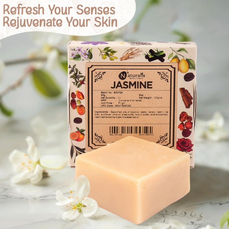 Naturalis Jasmine Soap Bar Handmade Cold Process Organic Soap with Jasmine Oil Luxury Natural Soap for Soft Hydrated Skin and Aromatic Experience 100 grams - Image 3