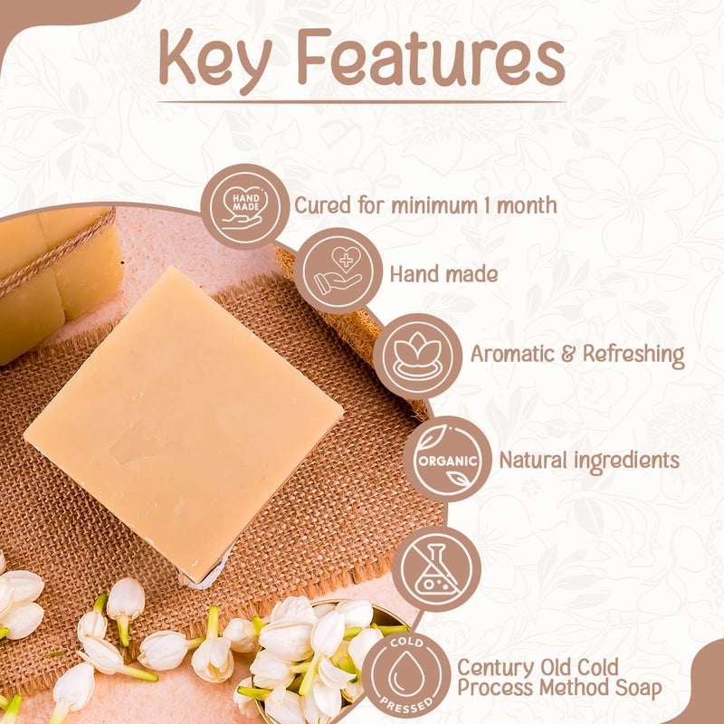 Naturalis Jasmine Soap Bar Handmade Cold Process Organic Soap with Jasmine Oil Luxury Natural Soap for Soft Hydrated Skin and Aromatic Experience 100 grams - Image 2