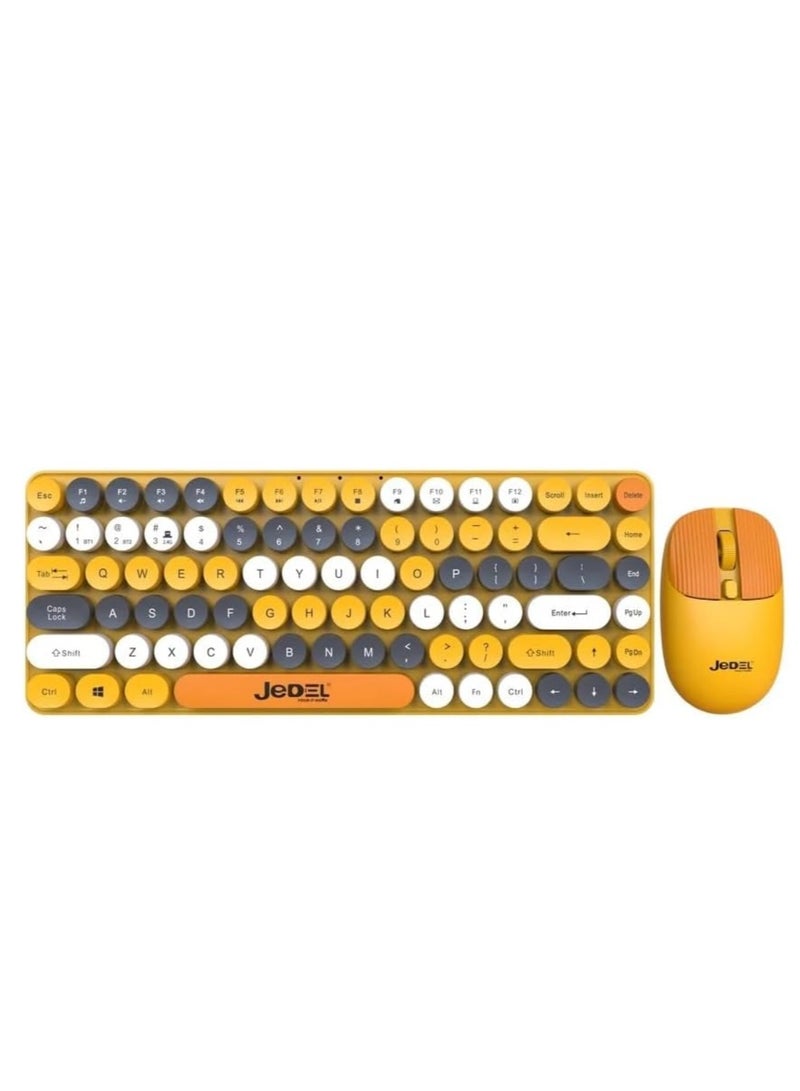JeDEL Jedl WS682 Dual Mode (Bluetooth & Wireless) Silent Keyboard and Mouse Combo - Multiple Devices Up to 3 Arabic/English Retro Keys - 1600 DPI - Supports Android and Windows - Image 1