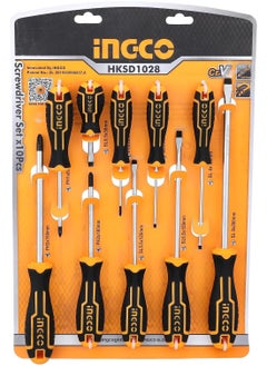 INGCO 10 Piece Screwdriver Set Black/Yellow  - Image 1