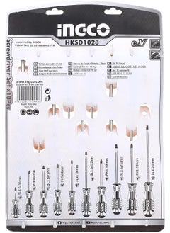 INGCO 10 Piece Screwdriver Set Black/Yellow  - Image 2