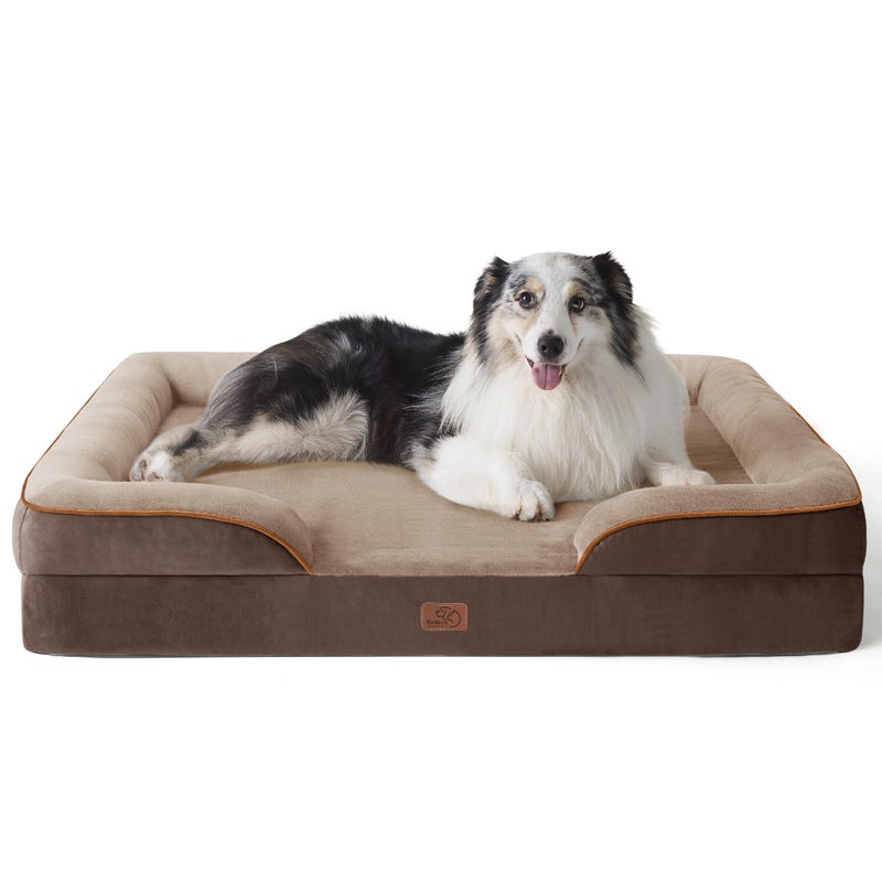 Bedsure Orthopedic Dog Bed for Extra Large Dogs - XL Washable Dog Sofa Beds Large, Supportive Foam Pet Couch Bed with Removable Washable Cover, Waterproof Lining and Nonskid Bottom, Brown - Image 1