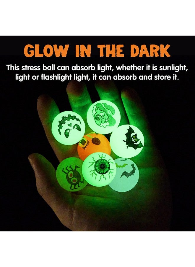 JOYIN 100 Pcs Halloween Glow In The Dark Bouncing Balls, 20 Designs Halloween Theme Glowing Bouncy Balls For Halloween Party Supplies, Party Favors, Trick Or Treating Goodies - Image 5