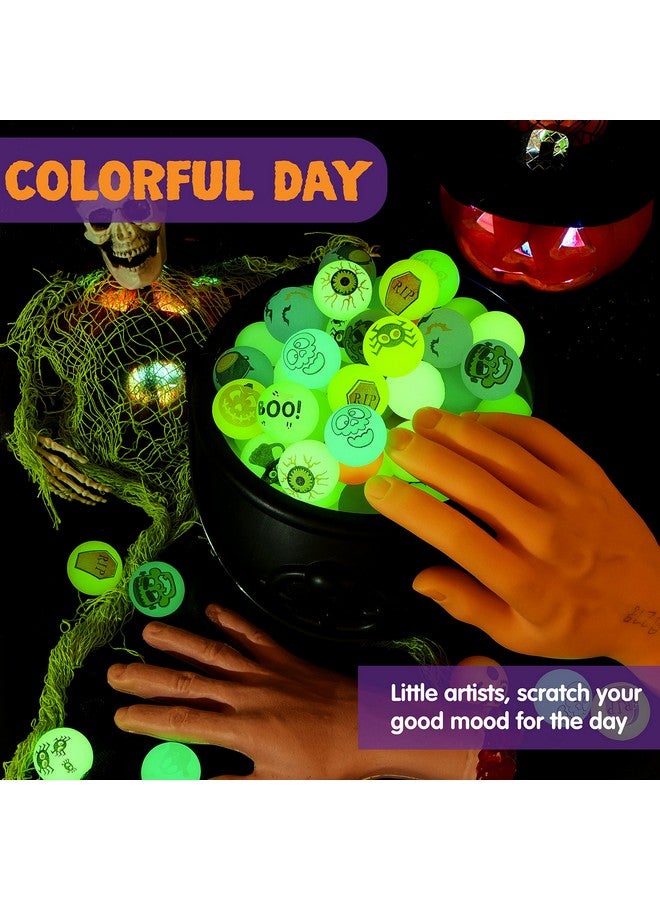 JOYIN 100 Pcs Halloween Glow In The Dark Bouncing Balls, 20 Designs Halloween Theme Glowing Bouncy Balls For Halloween Party Supplies, Party Favors, Trick Or Treating Goodies - Image 4