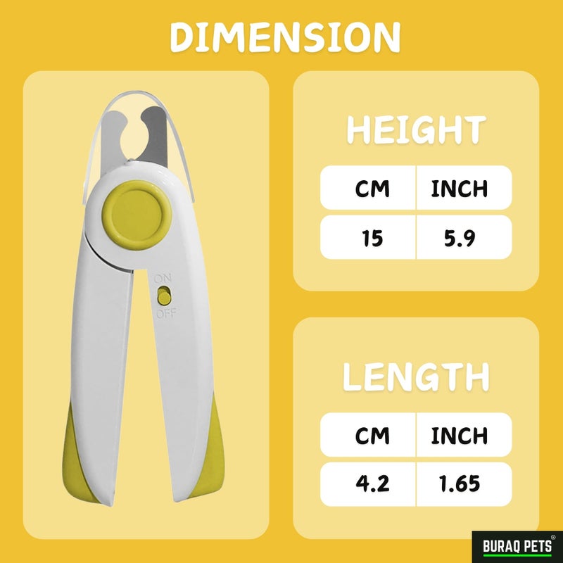 Buraq LED Light Dog & Cat Nail Clipper Safe, Ergonomic Pet Nail Trimmer with Safety Guard, Sharp Durable Blades, Professional Grooming Tool for Pets - Image 5