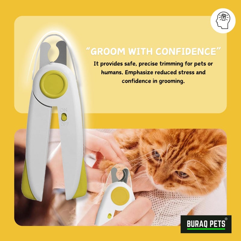 Buraq LED Light Dog & Cat Nail Clipper Safe, Ergonomic Pet Nail Trimmer with Safety Guard, Sharp Durable Blades, Professional Grooming Tool for Pets - Image 4