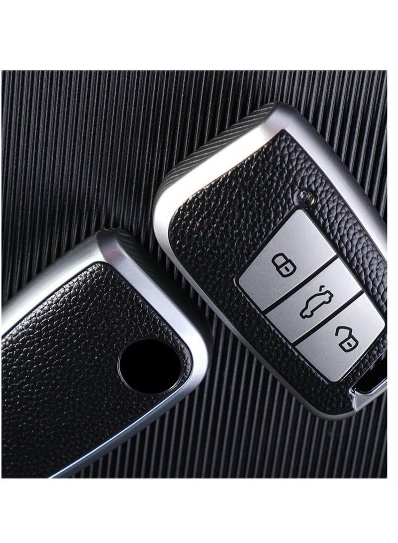 SYOSI 2PCS Key Fob Cover for 2022 2021 2020 2019 VW Volkswagen Tiguan Atlas Jetta Passat Golf Alltrack 280 buckles and 330 shells men women Push Button Start Models - Image 4