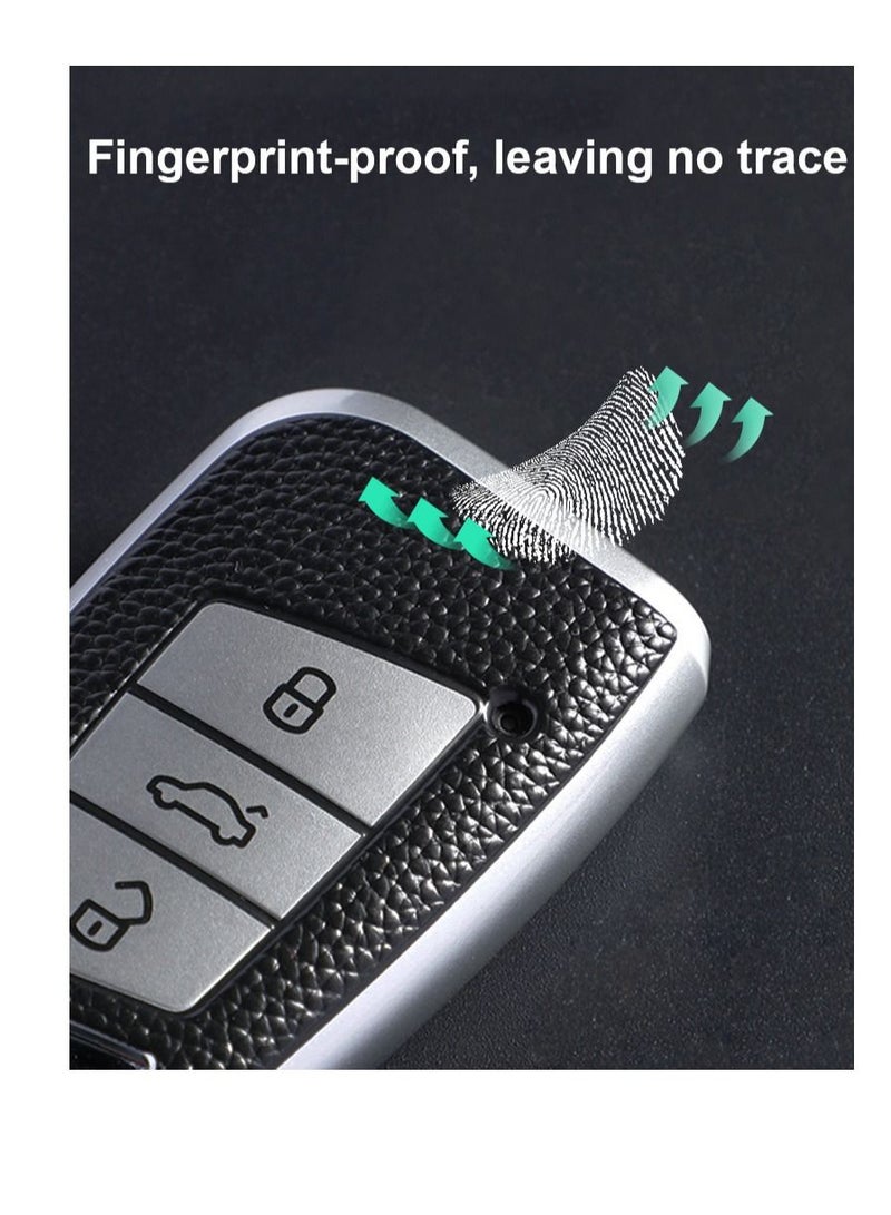 SYOSI 2PCS Key Fob Cover for 2022 2021 2020 2019 VW Volkswagen Tiguan Atlas Jetta Passat Golf Alltrack 280 buckles and 330 shells men women Push Button Start Models - Image 3