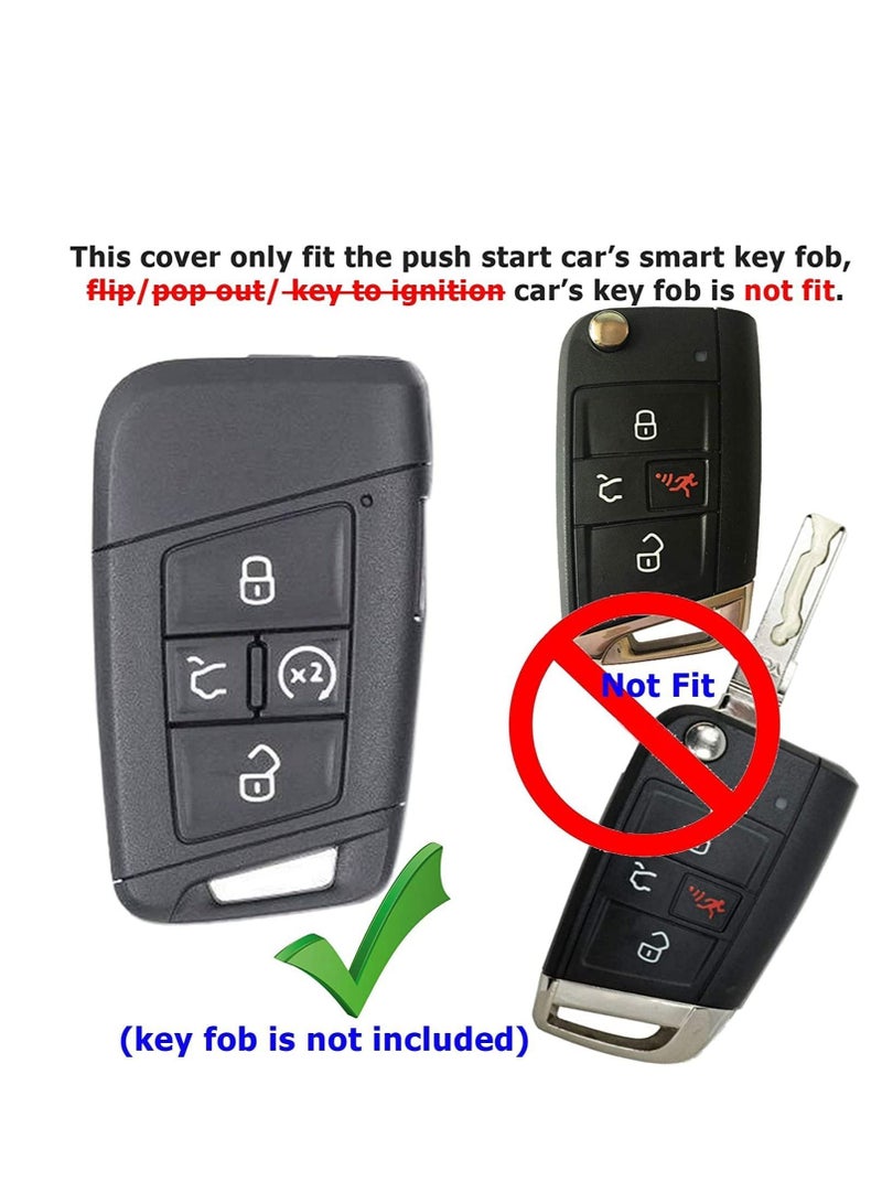 SYOSI 2PCS Key Fob Cover for 2022 2021 2020 2019 VW Volkswagen Tiguan Atlas Jetta Passat Golf Alltrack 280 buckles and 330 shells men women Push Button Start Models - Image 2