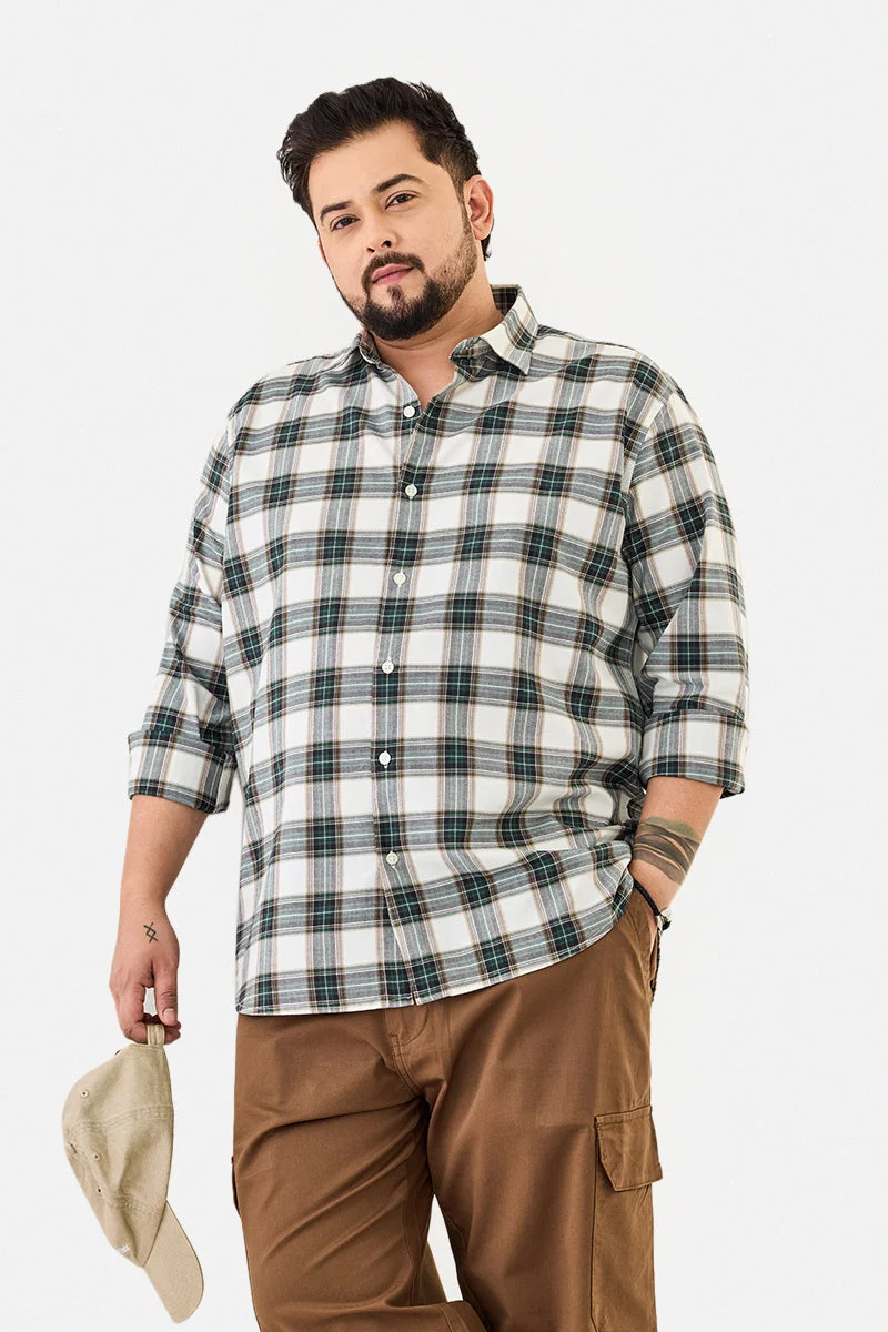 SNITCH 100% Cotton Regular Fit Plus Size Checks Shirt
