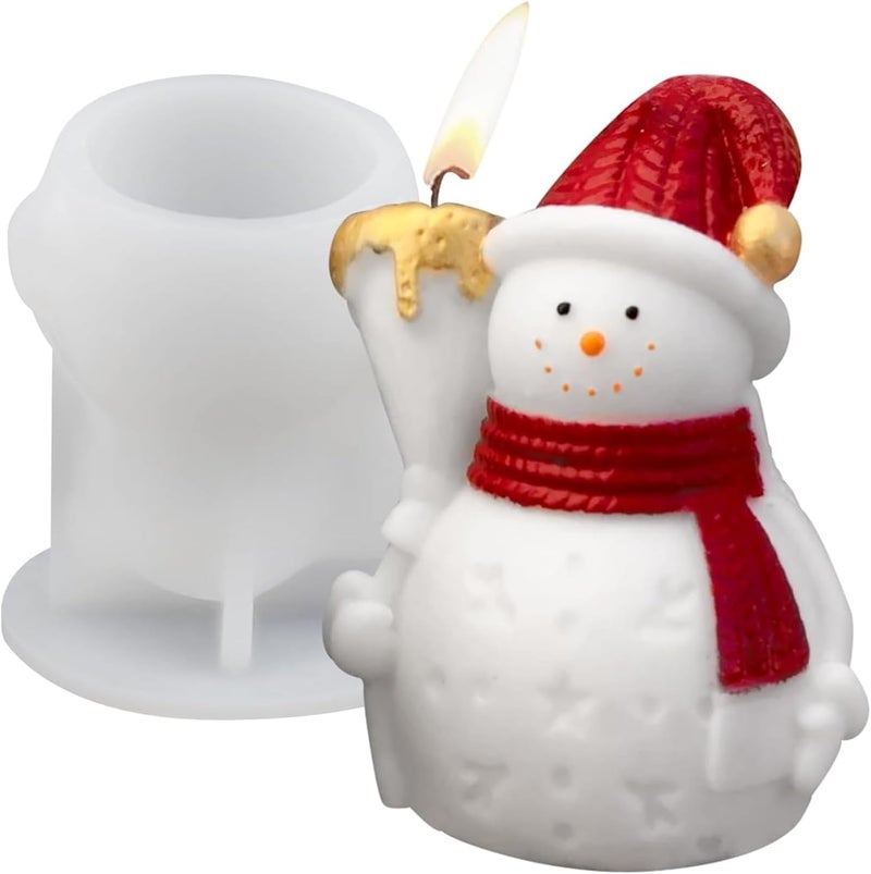 SOFTCREATO SOFTCREATO 3D Broom Snowman Candle Mold I Fondant Silicone Scented Wax Mould I Succulent Molds Special for Christmas I Handmade Candles Making I for Mousse Dessert Soap Cake DIY Decorating Art Crafts