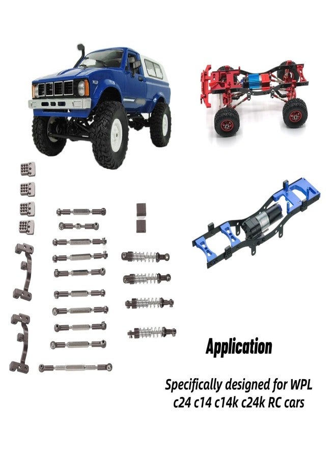 EIMSOAH RC Car Upgrade Spare Kit, Aluminum Alloy Shocks Absorber RC Car Pull Rod Kit for WPL C24 C14 C14K C24K(Titanium) - Image 3