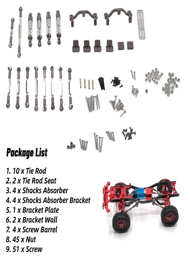 EIMSOAH RC Car Upgrade Spare Kit, Aluminum Alloy Shocks Absorber RC Car Pull Rod Kit for WPL C24 C14 C14K C24K(Titanium) - Image 4
