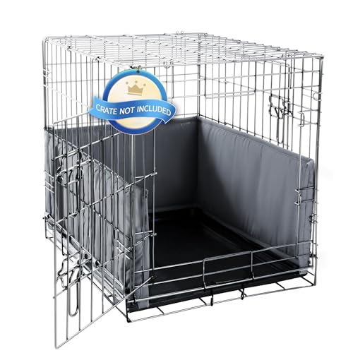 Hombys Dog Crate Bumper with Ties - Soft Crate Accessory -Kennel Cover - Training Pads for Front Door Crates, 24"x18", Gray - Image 1