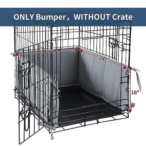 Hombys Dog Crate Bumper with Ties - Soft Crate Accessory -Kennel Cover - Training Pads for Front Door Crates, 24"x18", Gray - Image 2