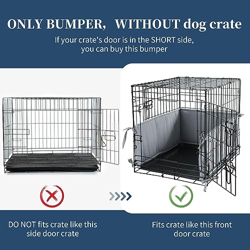 Hombys Dog Crate Bumper with Ties - Soft Crate Accessory -Kennel Cover - Training Pads for Front Door Crates, 24"x18", Gray - Image 3