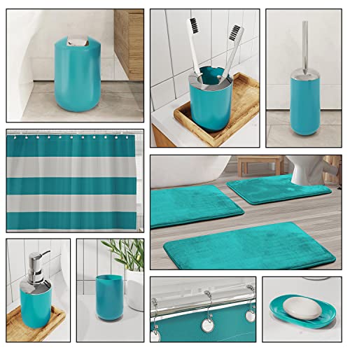 Clara Clark Bathroom Accessories Set - 28PC Bathroom Set with Adhesive Corner Shower Caddy Hanging, Bathroom Sets with Shower Curtain and Rugs, Teal Shower Curtain Set with Bathroom Trash Can - Image 3