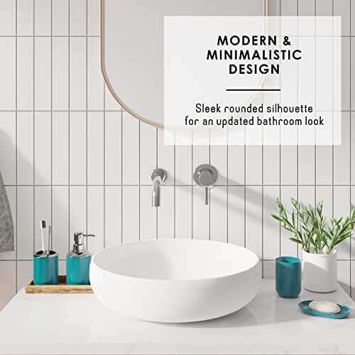 Clara Clark Bathroom Accessories Set - 28PC Bathroom Set with Adhesive Corner Shower Caddy Hanging, Bathroom Sets with Shower Curtain and Rugs, Teal Shower Curtain Set with Bathroom Trash Can - Image 4