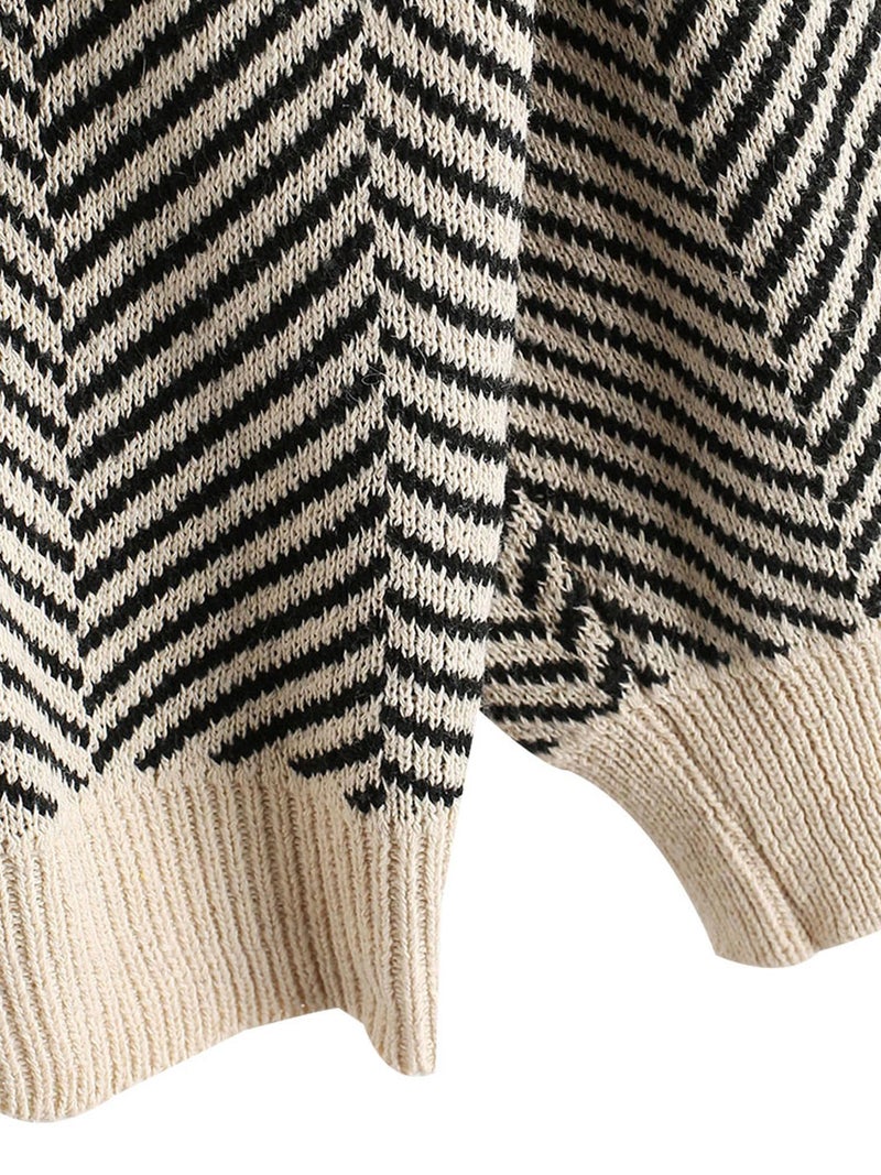 ZAFUL Women's Striped Cardigan Long Sleeve Button Up Open Front Knit Oversized Sweater (0-Stripes) - Image 5