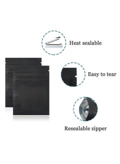 Generic Ferenli  100Pieces Zipper Lock Self Seal Flat Pouch For Zip Aluminum Foil Lock Package Bag Coffee Food Storage Resealable Mylar Bags Heat Sealable Candy Reclosable Bags 7X10Cm 2.8X3.9 Inch Black  - Image 3