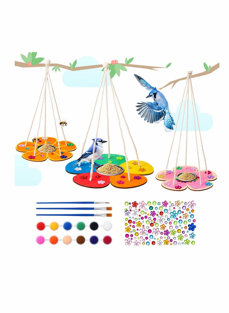 Kids' DIY Wooden Bird Feeders Painting Kit - 3-Piece Arts and Crafts Set for Creative Fun and Outdoor Learning Activities. Perfect for Young Artists and Nature Lovers! - Image 1