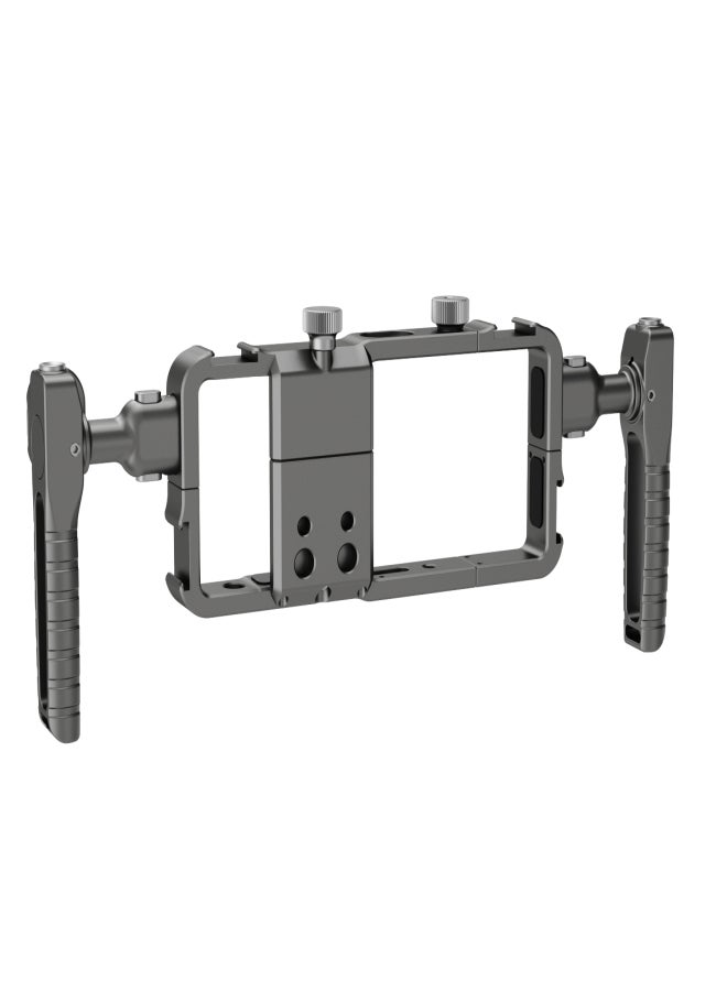 BAFANG BFT-02C Universal Phone Cage Portable Phone Video Rig Kit Handheld Smartphone Stabilizer Bracket with 2 Side Handles 4 Cold Shoe Mounts Replacement for iPhone 16/15/14/13 Android Phones - Image 2