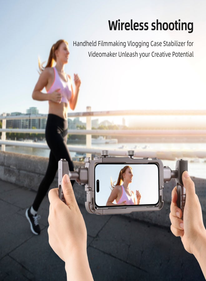 BAFANG BFT-02C Universal Phone Cage Portable Phone Video Rig Kit Handheld Smartphone Stabilizer Bracket with 2 Side Handles 4 Cold Shoe Mounts Replacement for iPhone 16/15/14/13 Android Phones - Image 5