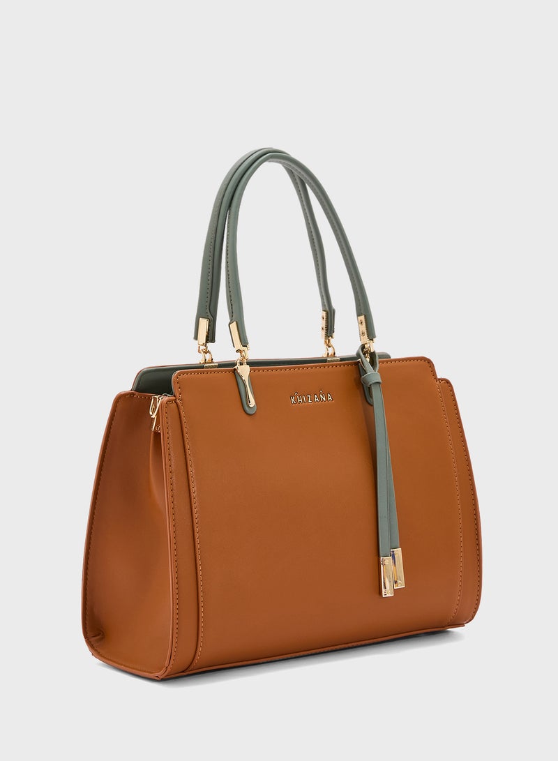 Khizana Metal Trim Detail Satchel Bag  - Image 3