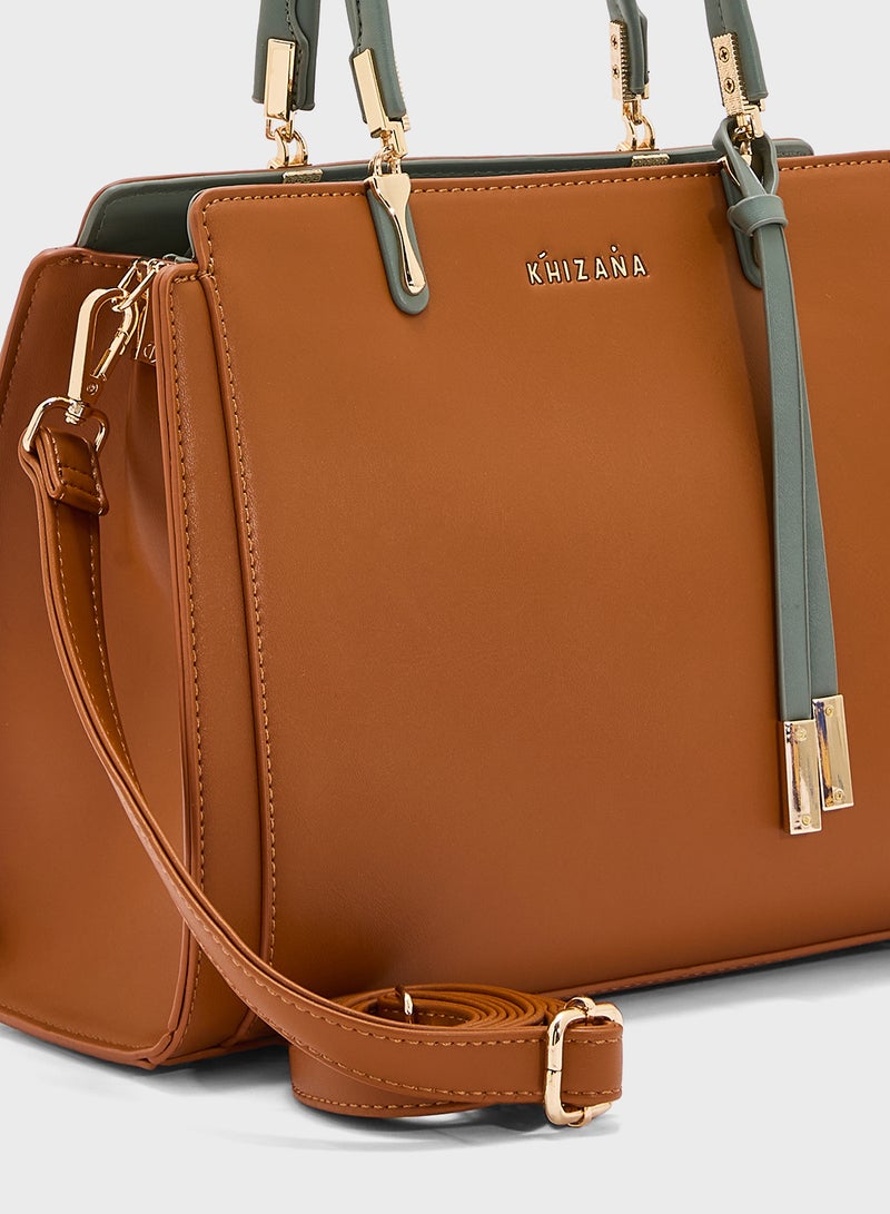 Khizana Metal Trim Detail Satchel Bag  - Image 4