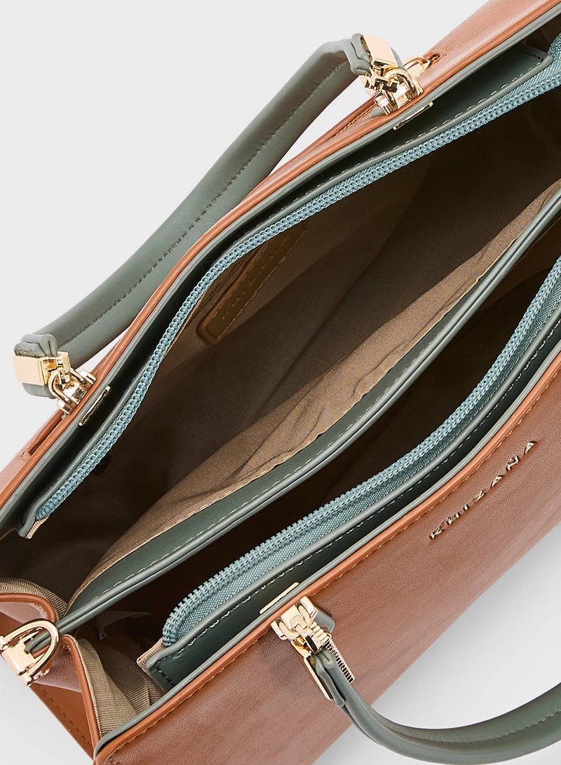Khizana Metal Trim Detail Satchel Bag  - Image 5