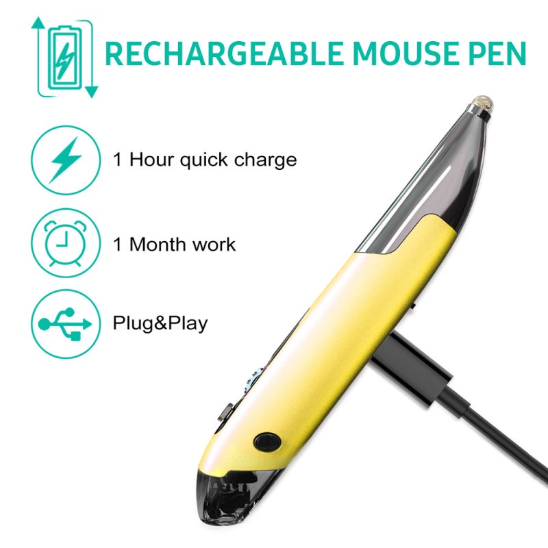 Optical Pen: 2.4GHz Wireless Rechargeable Pocket Pen - 33Ft Working Distance Double-Right Key Design for Left & Right Handed Users with Purple LED Lights - Image 4