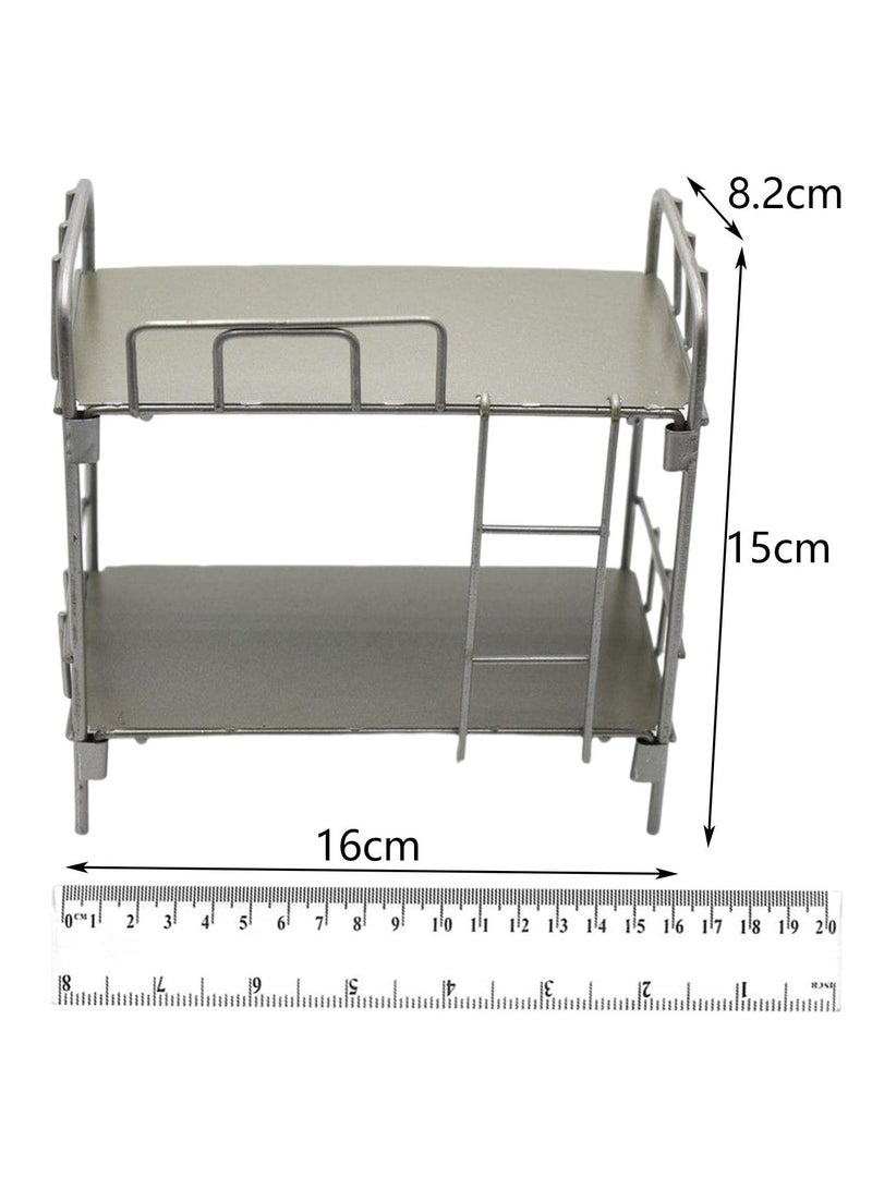دايتويز سرير دمية بطابقين بمقياس 1/12 - سرير صغير مزدوج الطبقات من سبائك معدنية لبيت الدمى، طقم أثاث دمى أنيق بتفاصيل واقعية، إكسسوارات متينة لبيت الدمى للأطفال وهواة الجمع - Image 5