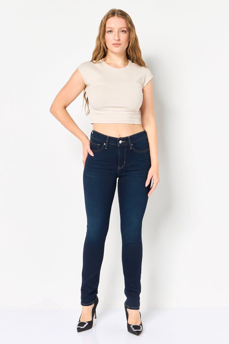 Levi's Women Skinny Fit Washed Stretchable Denim, Dark Blue - Image 2
