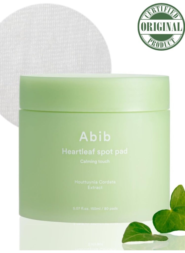 ابيب عبوة Abib Heartleaf Spot Pad Calming Touch 80 وسادة – وسادات تونر للوجه، تخفيف الاحمرار، تهدئة فورية، تونر مرطب للبشرة، قوام خفيف، سهل الاستخدام - Image 1