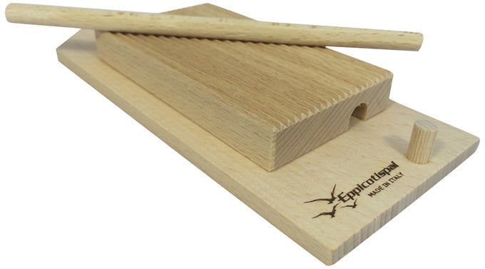 GARGANELLI AND GNOCCHI STRIPPER WITH PADDLE NATURAL BEECHWOOD BROWN